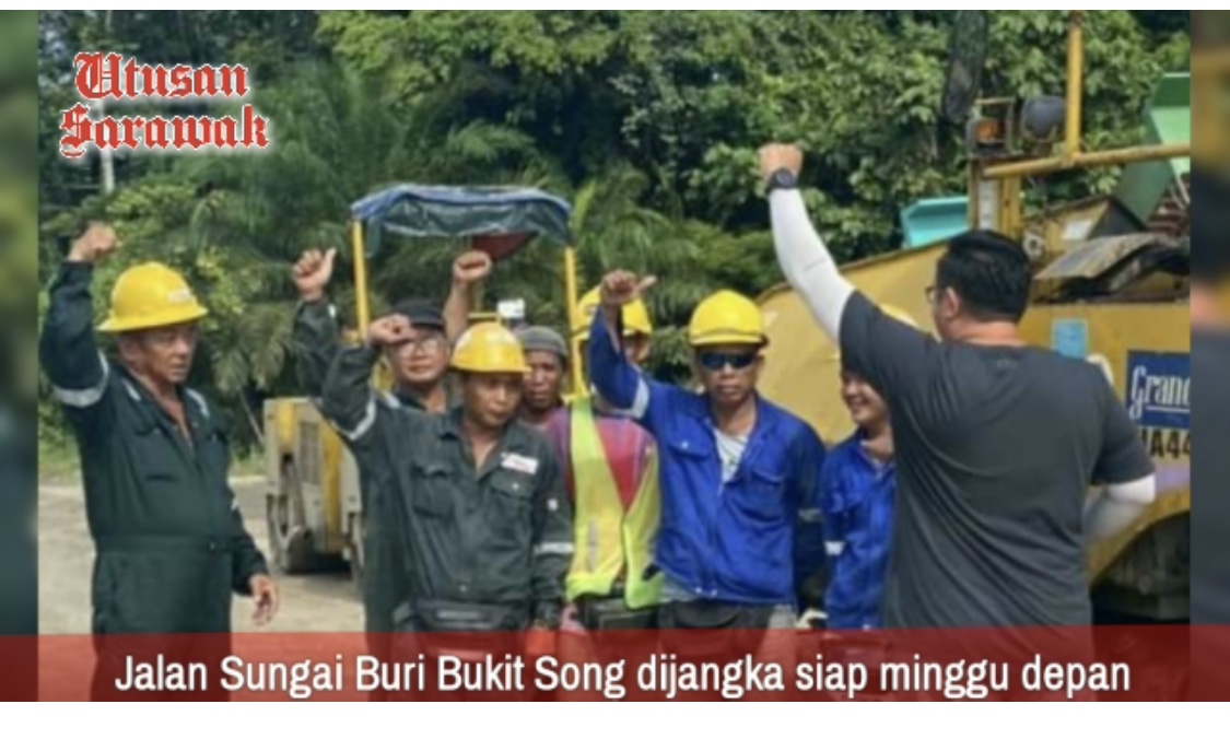 Kerja naik taraf jalan di Sungai Buri, Jalan Miri-Bintulu siap minggu ...