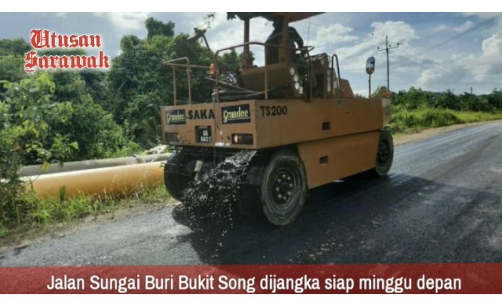 Kerja naik taraf jalan di Sungai Buri, Jalan Miri-Bintulu siap minggu ...